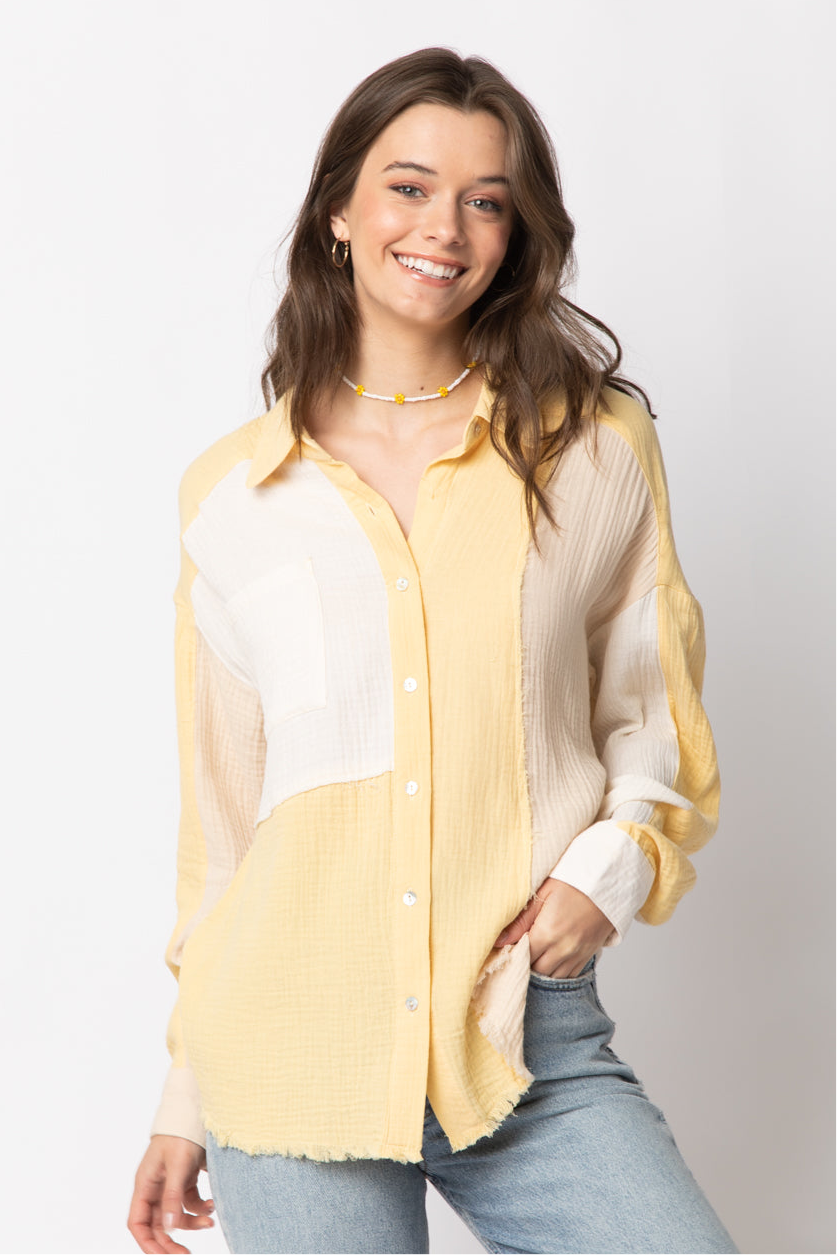 Macaroon Color Block Shirt