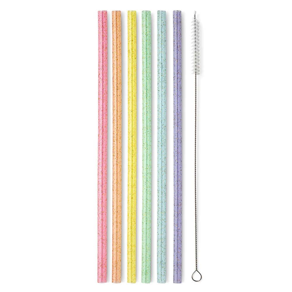 Glitter Rainbow Reusable Straw Sets