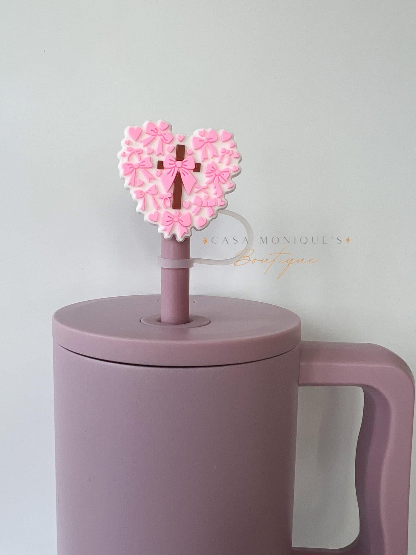 Coquette Cross Heart Straw Topper