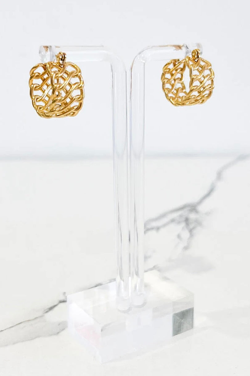 Gold Basketweave Earrings