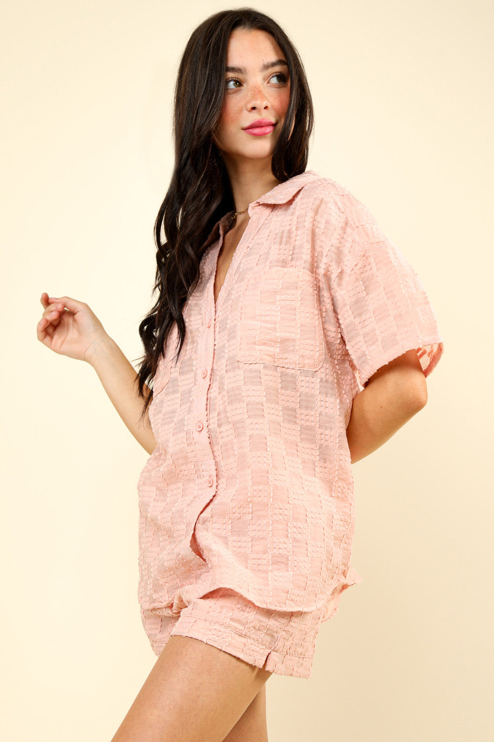 Checkered Blush Top