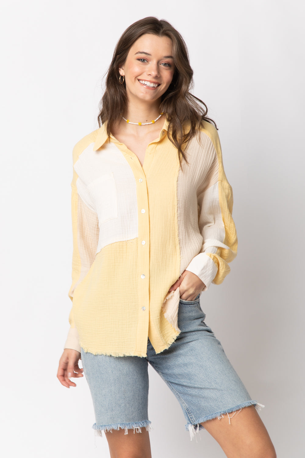 Macaroon Color Block Shirt