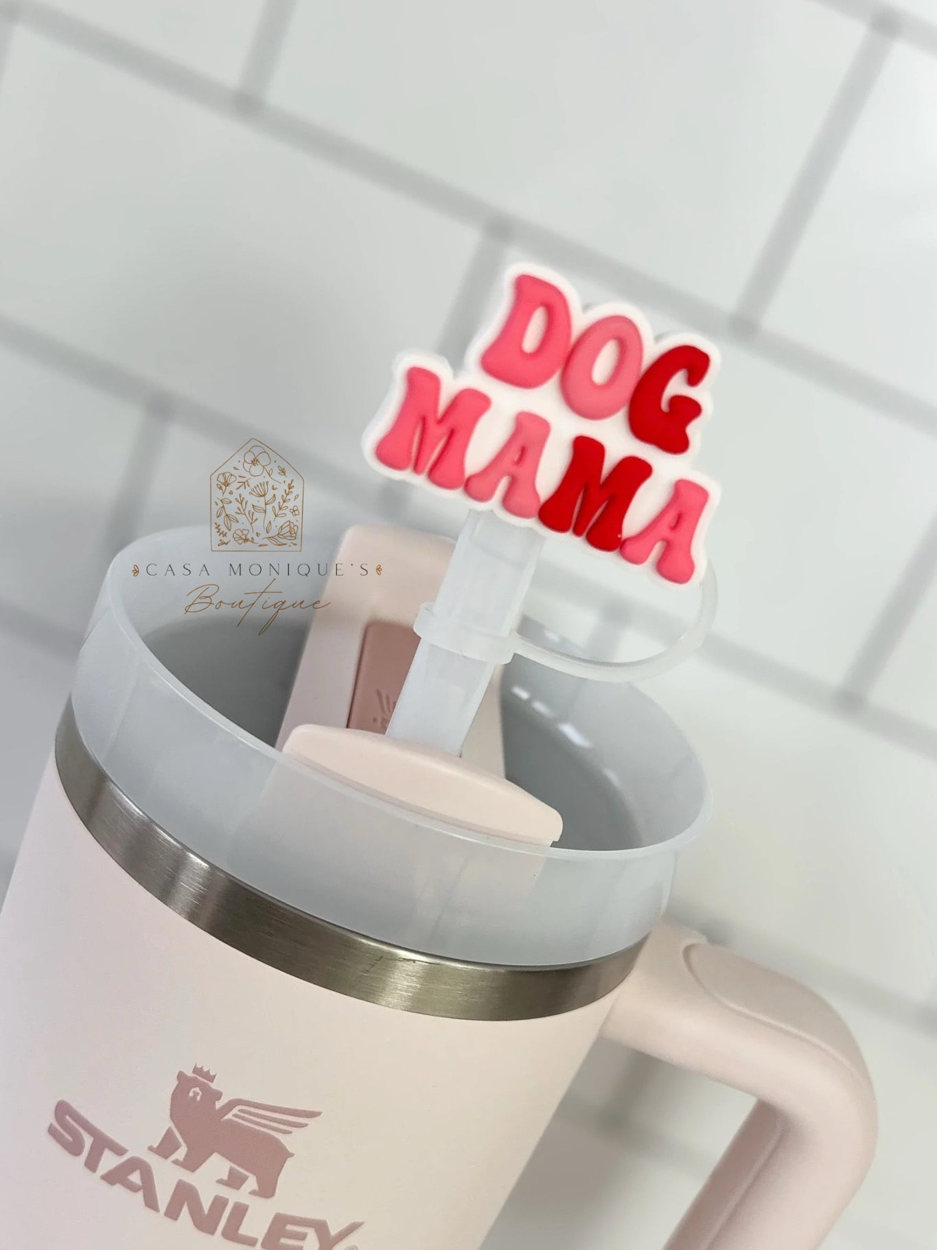 Dog Mama Straw Topper
