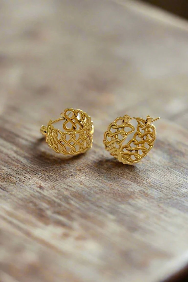 Gold Basketweave Earrings