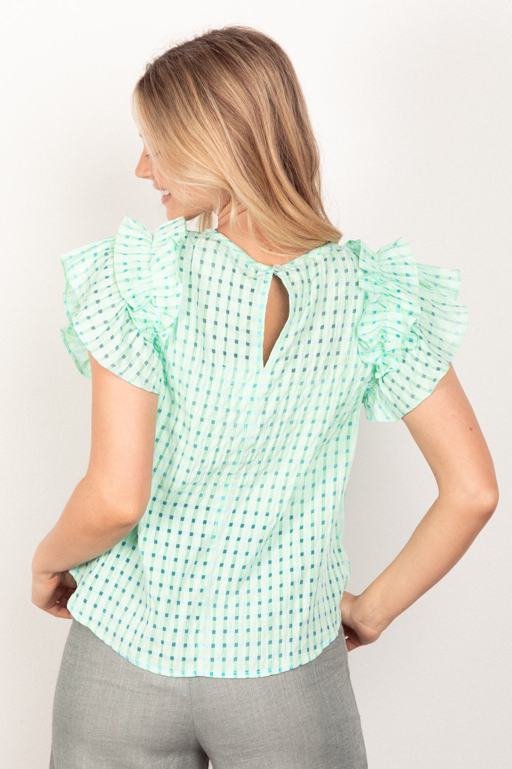 Pistachio Flutter Sleeve Top