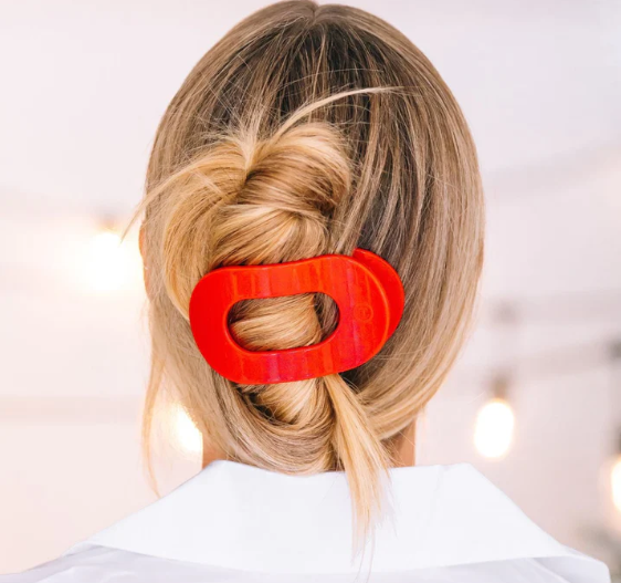 Red Flat Round Hair Clip