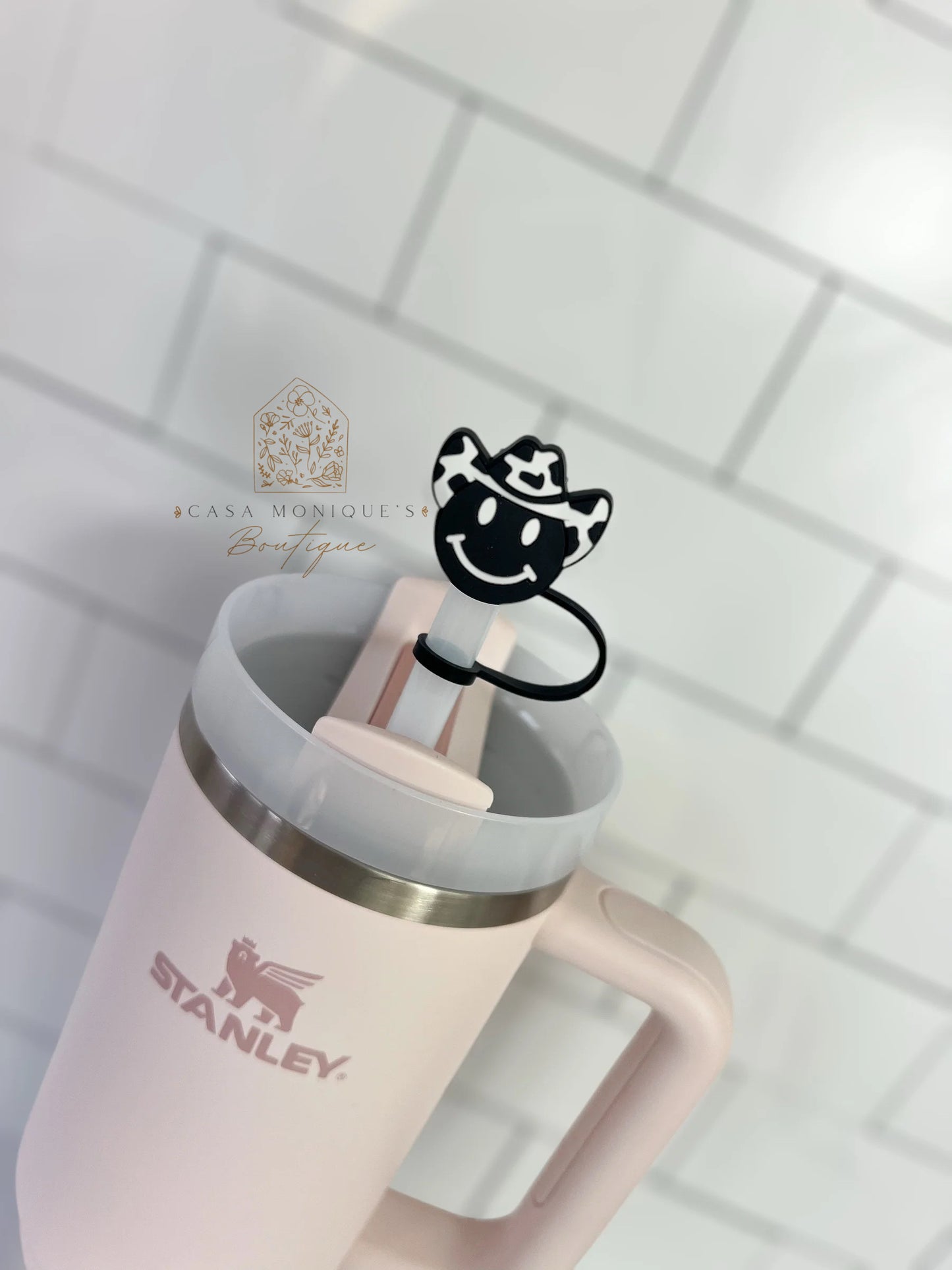 Cowgirl Happy Face Straw Topper