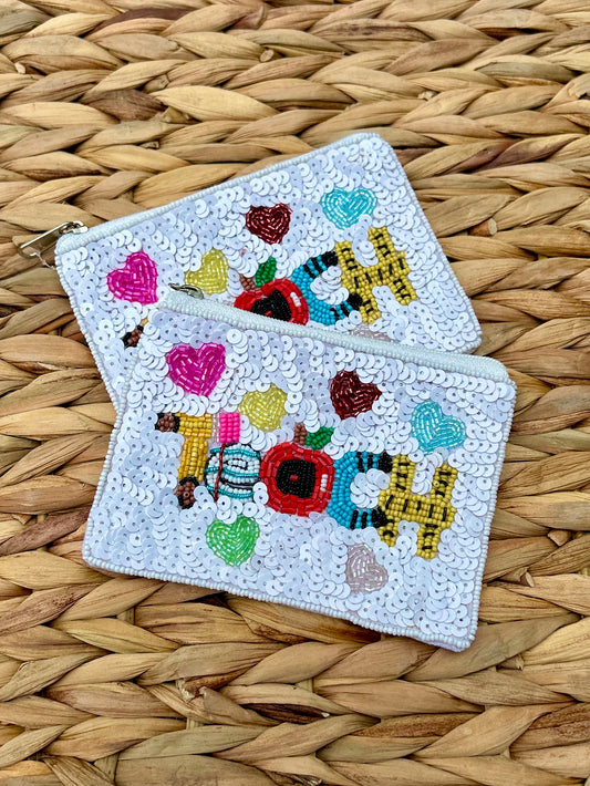 Teach Beaded Coin Pouch