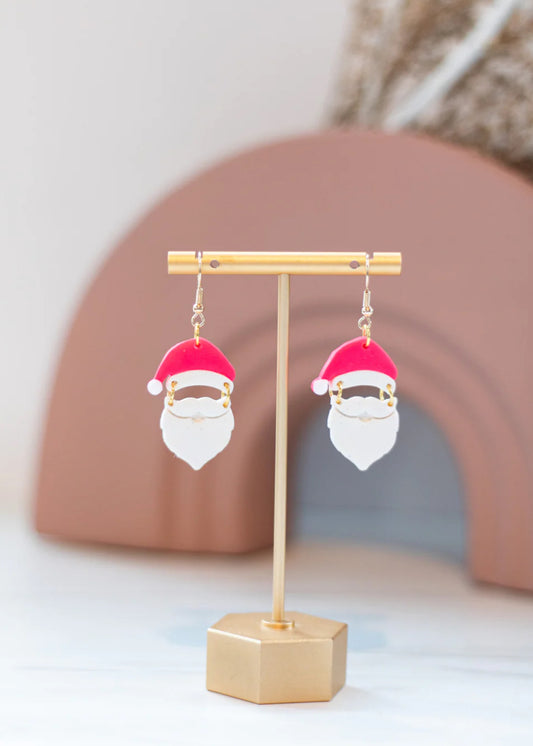 Hot Pink Santa Clay Earrings