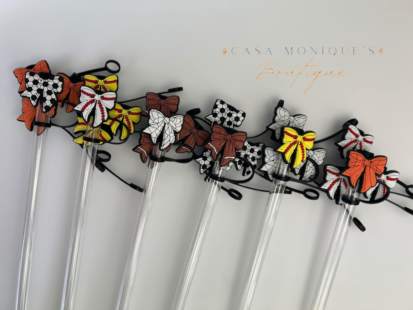 Sports Bow Straw Toppers