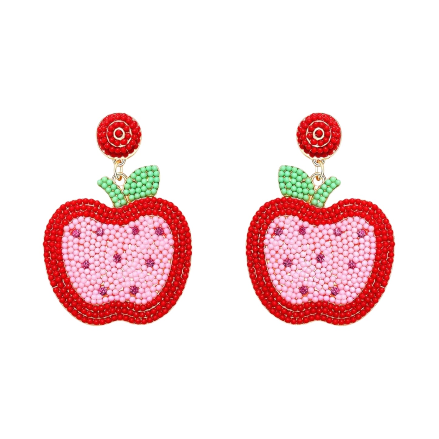Beaded Apple Earrings