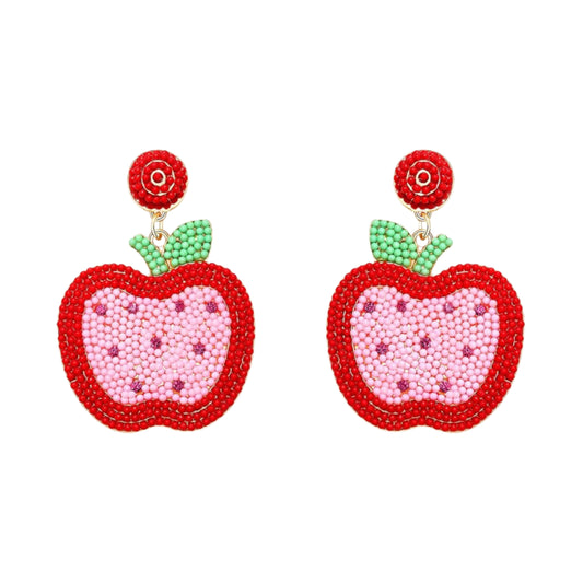 Beaded Apple Earrings