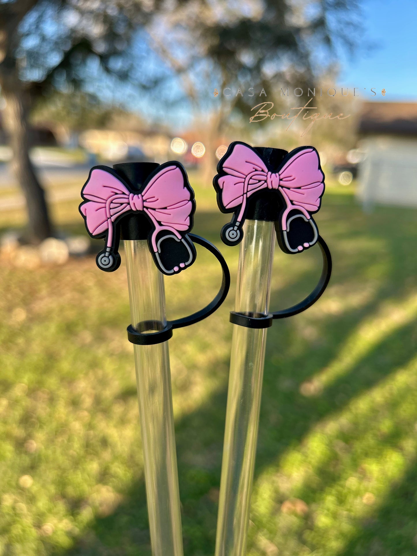 Stethoscope Bow Straw Topper