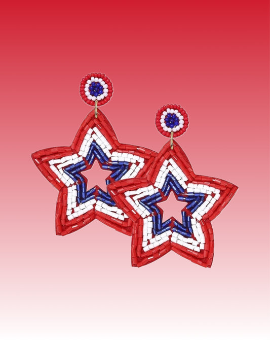 Stars & Stripes Beaded Earrings