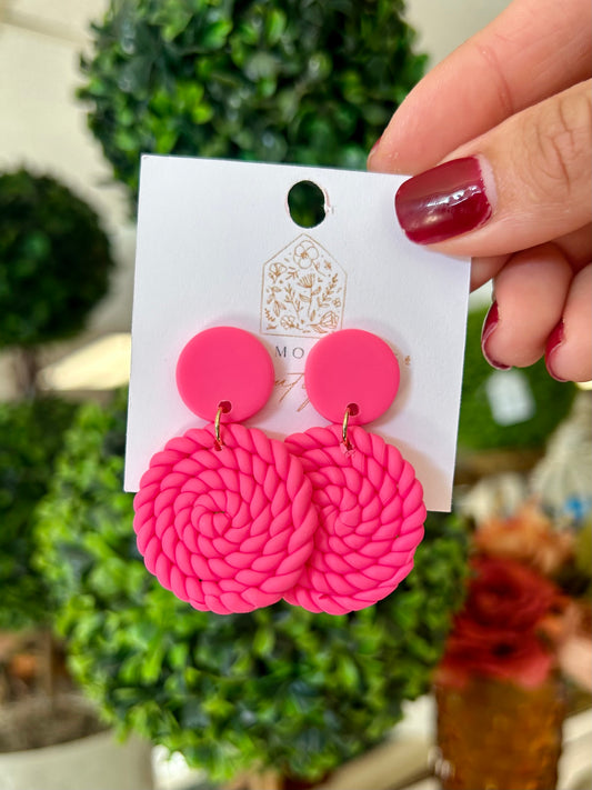 Electric Pink Rope Earrings