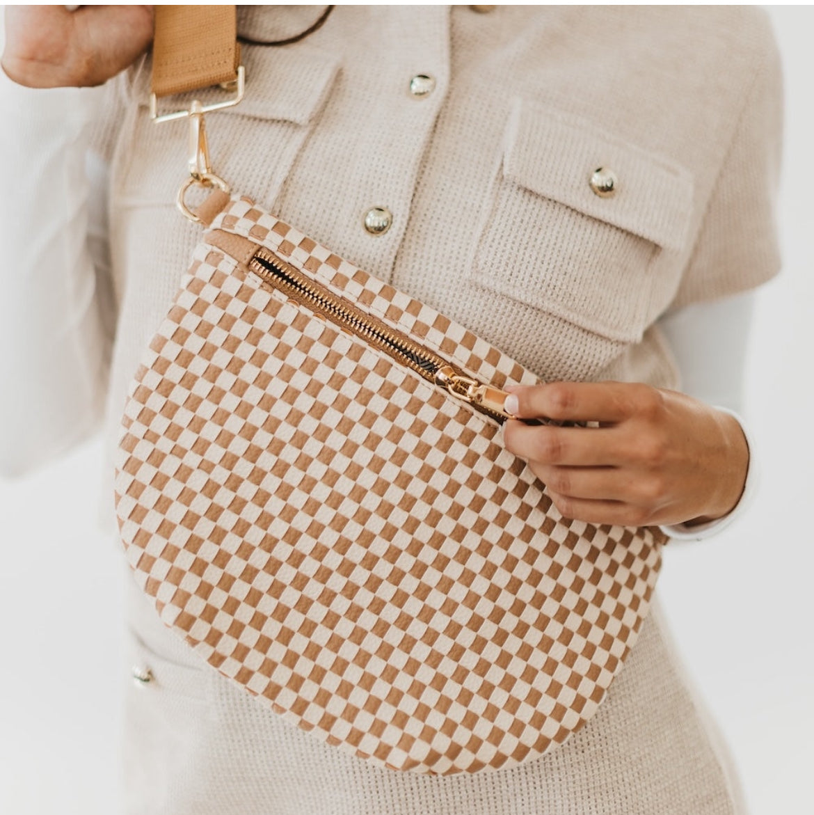 Checkered Westlyn Woven Bum Bag