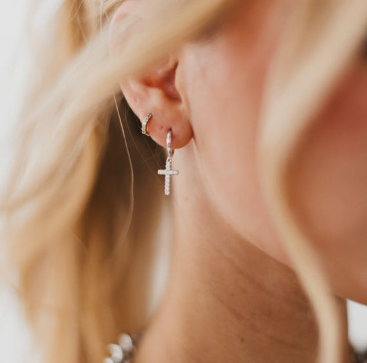 Taryn Diamond Cross Earrings - WATERPROOF
