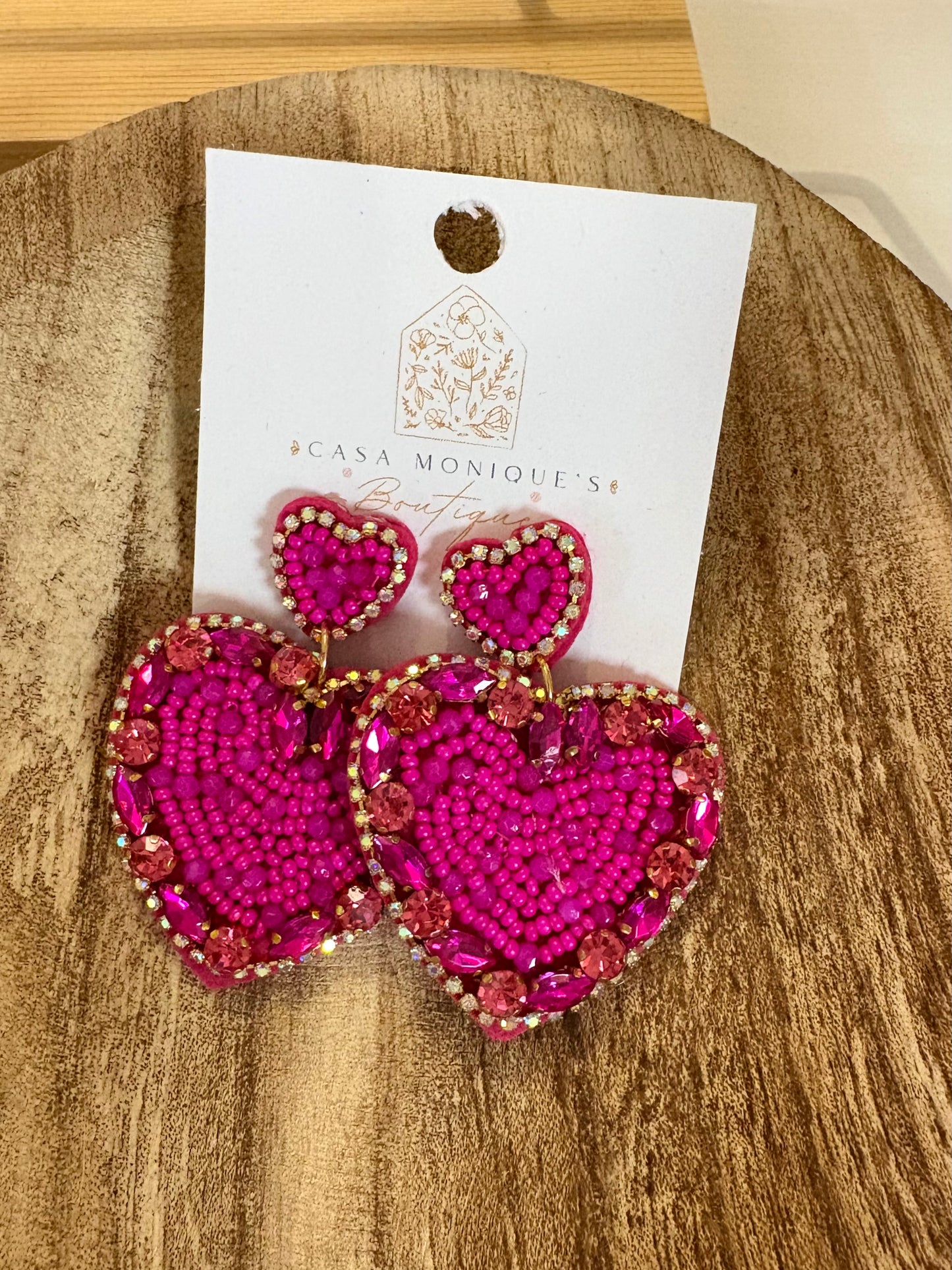Rhinestone Heart Earrings
