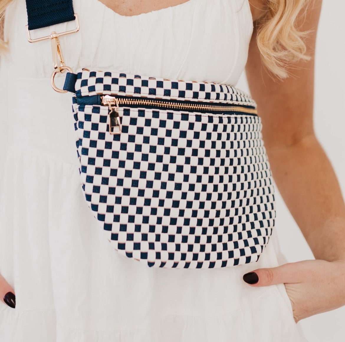 Checkered Westlyn Woven Bum Bag