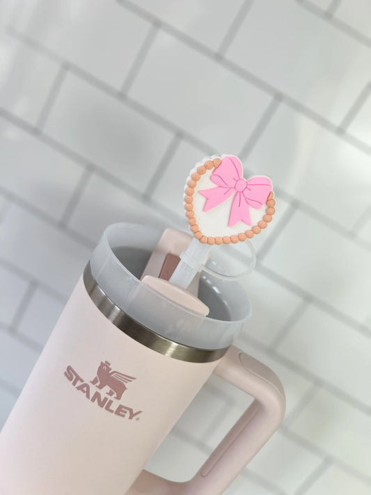 Pearl Bow Heart Straw Topper