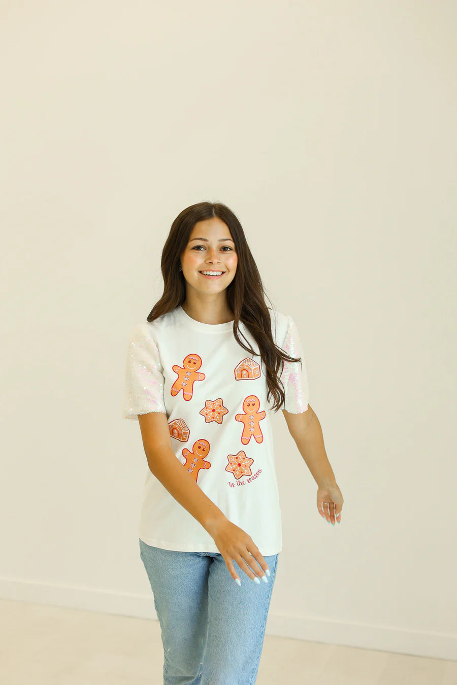 Gingerbread Cookies Sequin Top