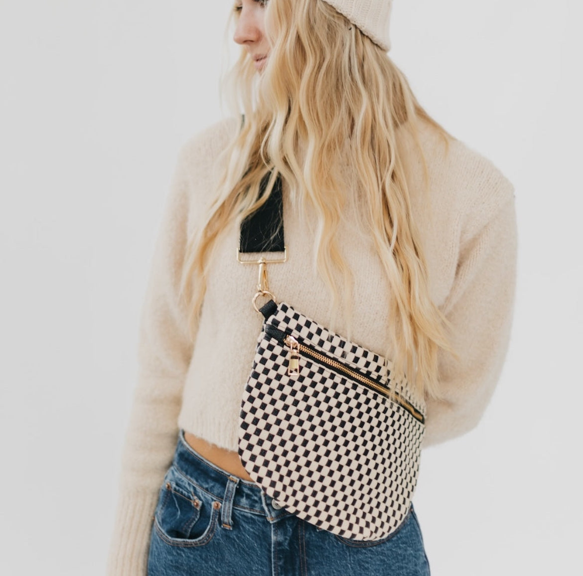 Checkered Westlyn Woven Bum Bag