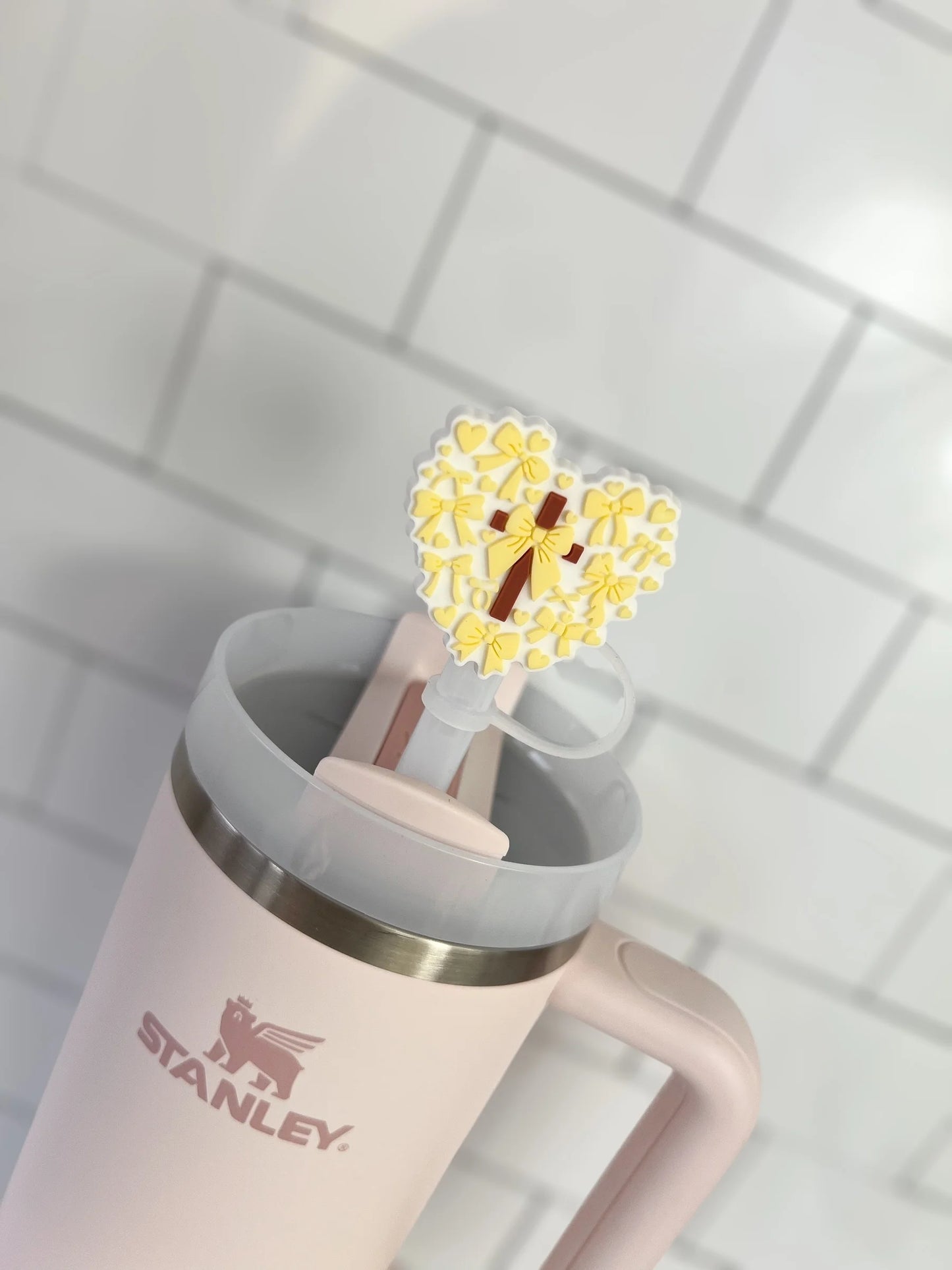 Coquette Cross Heart Straw Topper