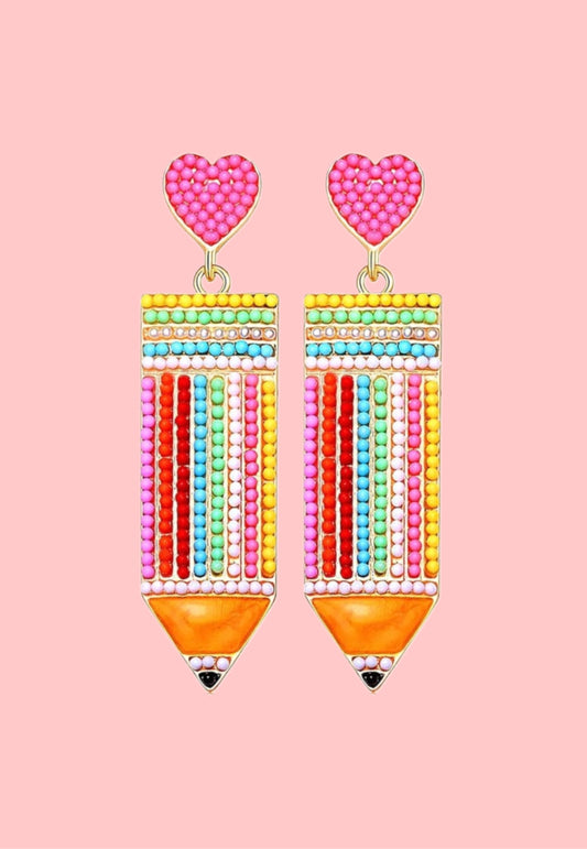 Pencil Beaded Earrings