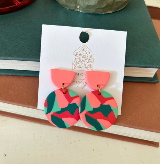 Flamingo Color Block Earrings