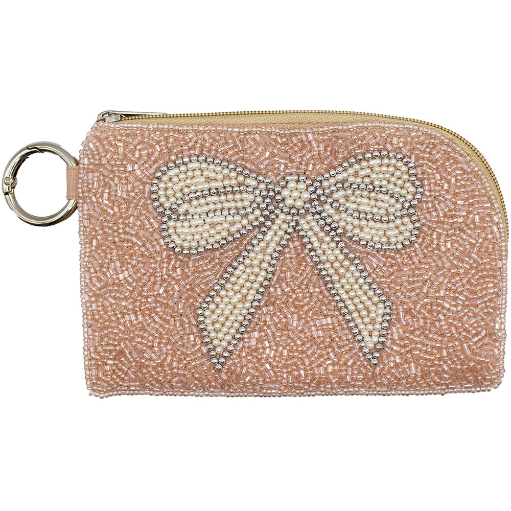 Coquette Bow Beaded Coin Pouch