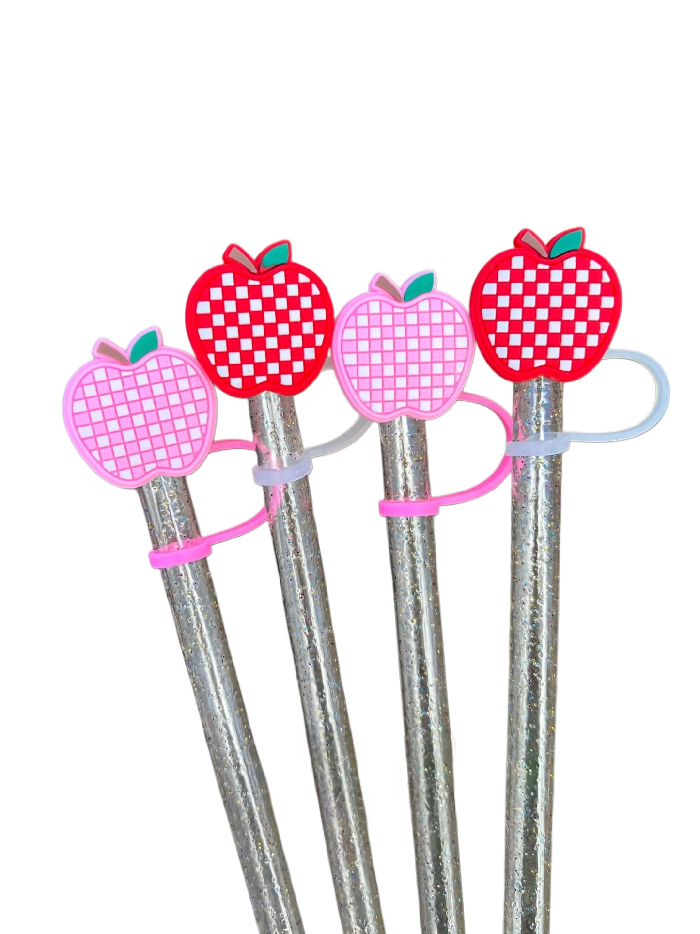 Checkered Apple Straw Topper