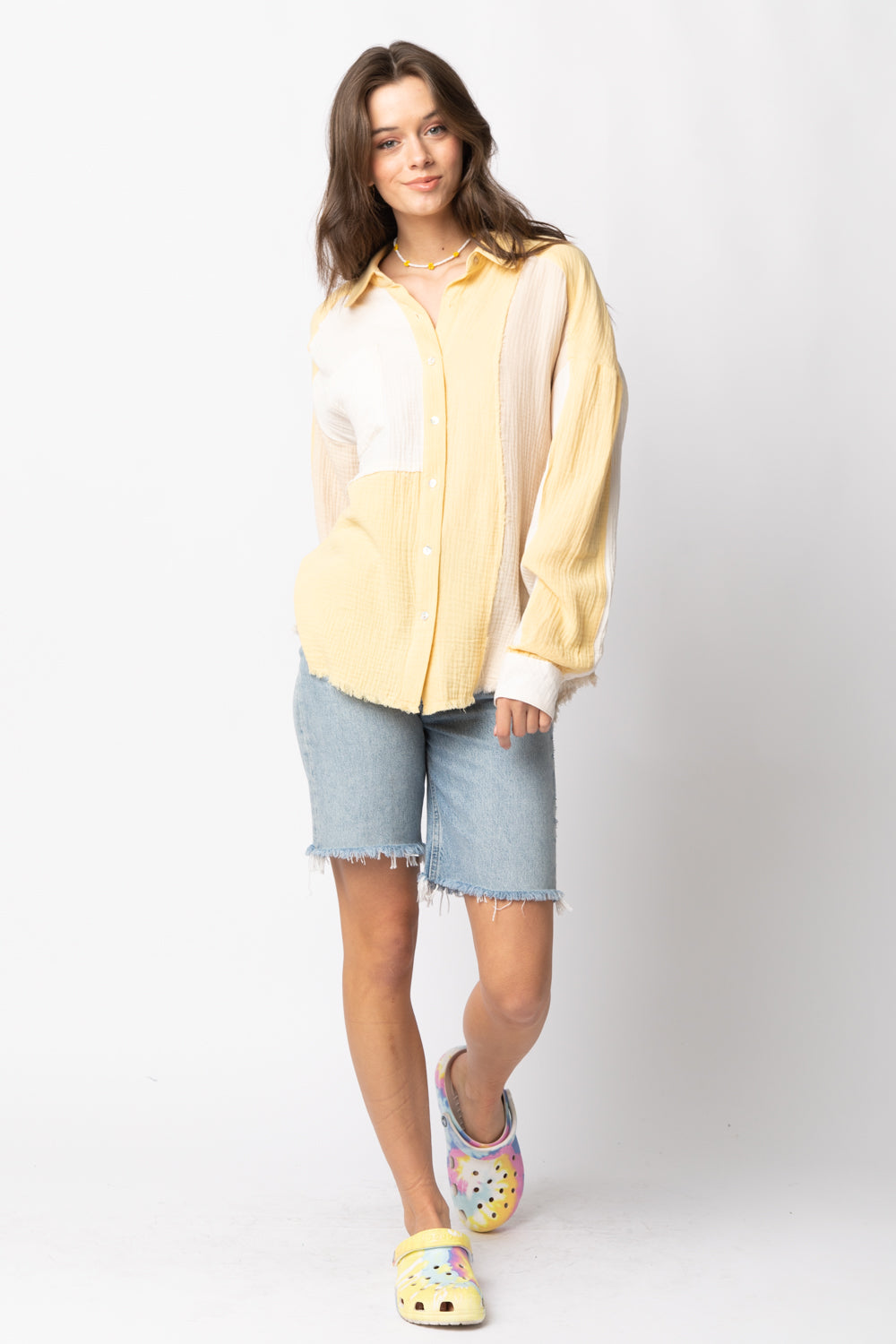 Macaroon Color Block Shirt