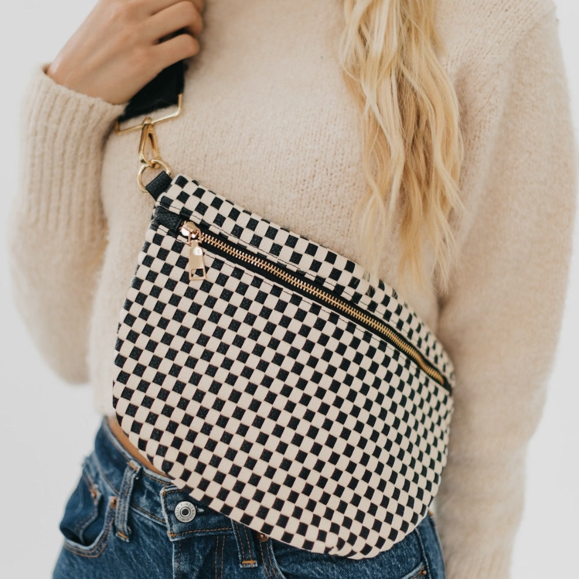 Checkered Westlyn Woven Bum Bag