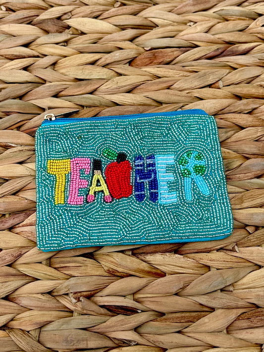 Teacher Beaded Coin Pouch