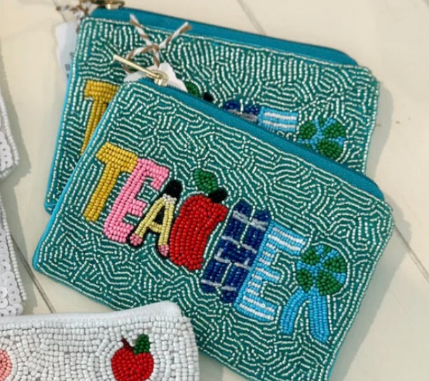 Teacher Beaded Coin Pouch