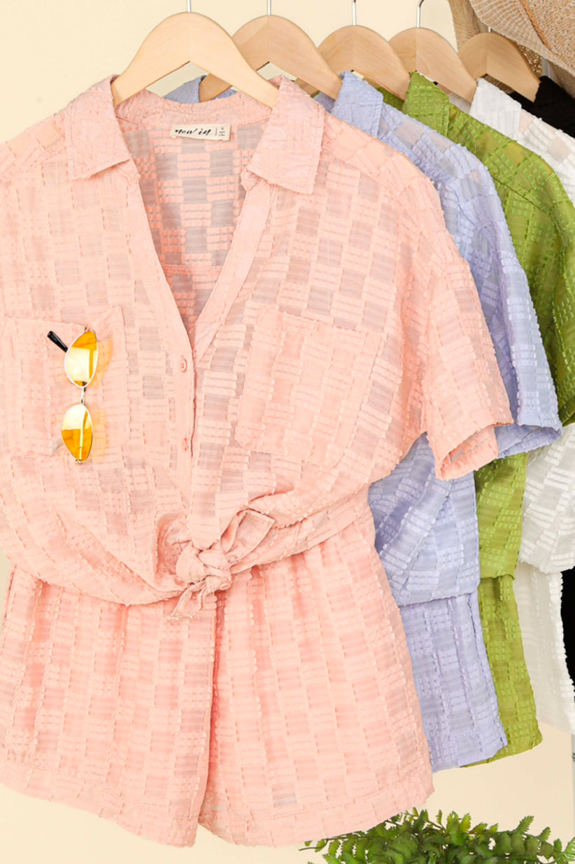 Checkered Blush Top