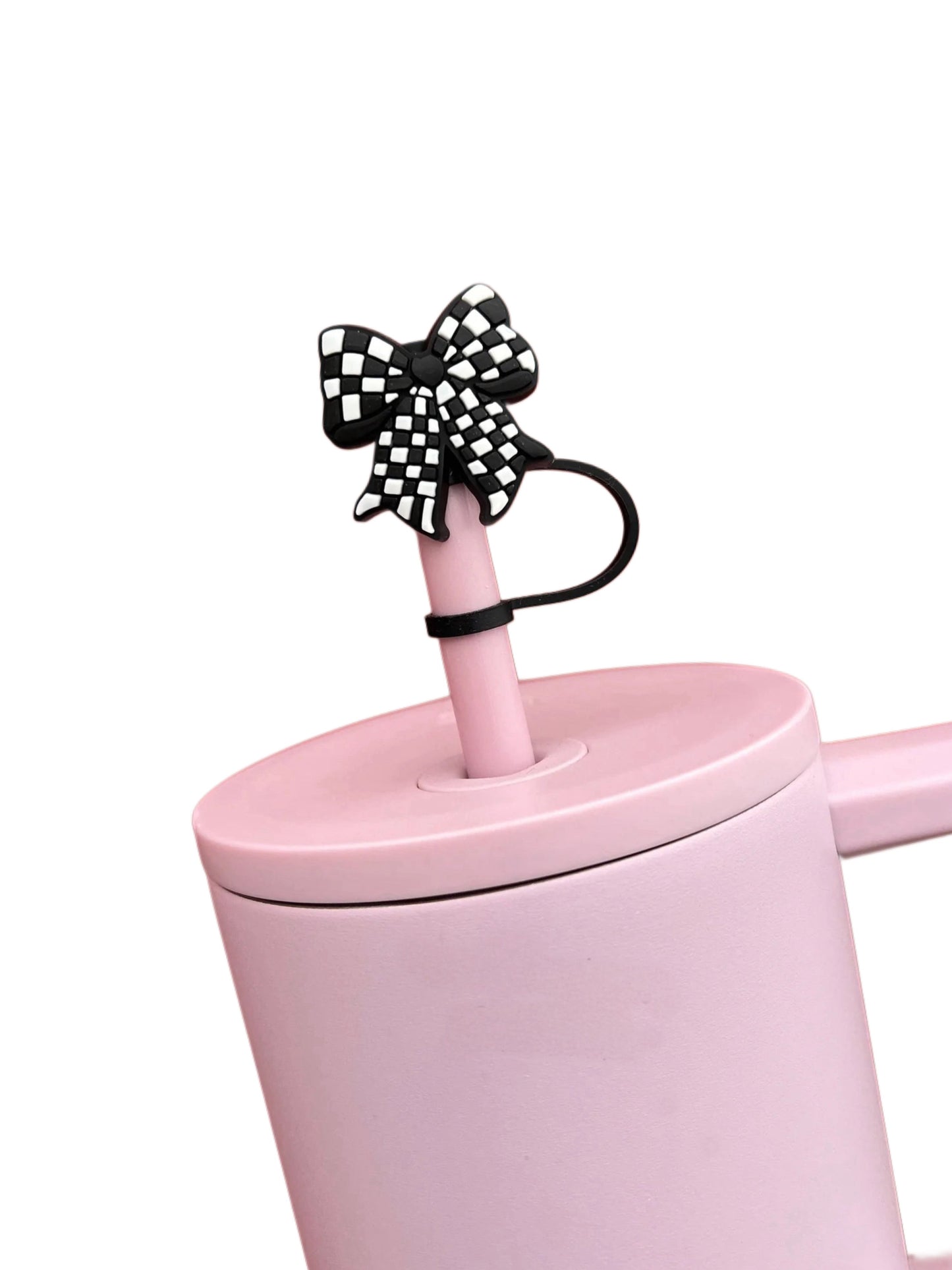 Checkered Bow Straw Topper