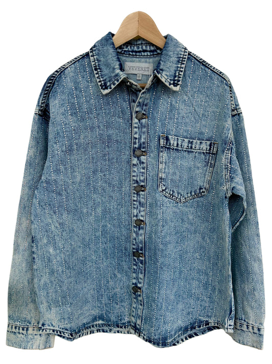 Crystal Striped Denim Shacket