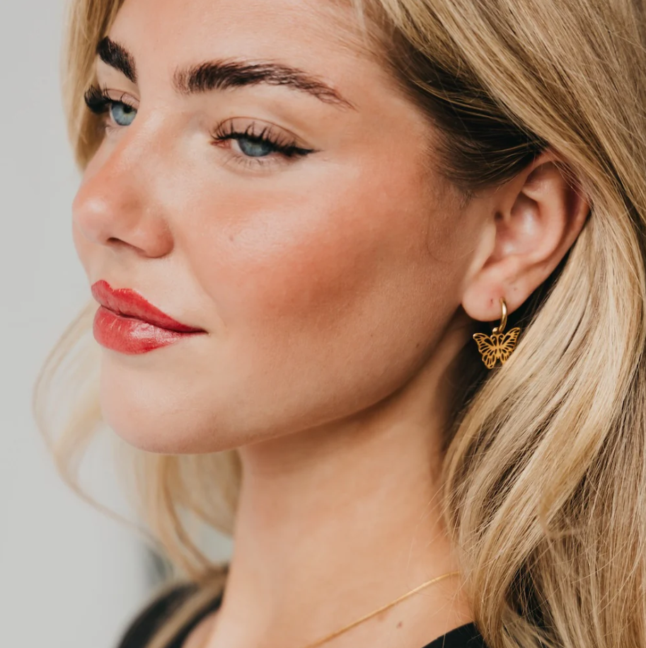 Butterfly Huggie Drop Earrings