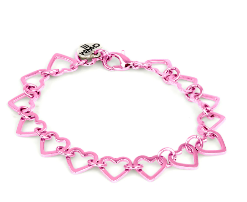 Pink Heart Chain Bracelet