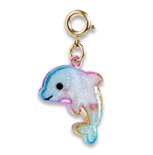 Gold Glitter Tie-Dye Dolphin Charm