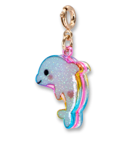 Gold Glitter Tie-Dye Dolphin Charm