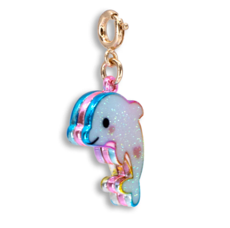 Gold Glitter Tie-Dye Dolphin Charm
