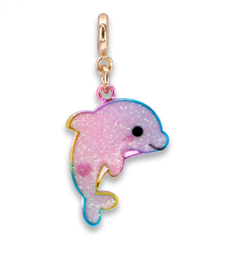 Gold Glitter Tie-Dye Dolphin Charm
