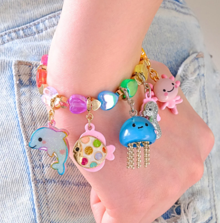 Gold Glitter Tie-Dye Dolphin Charm