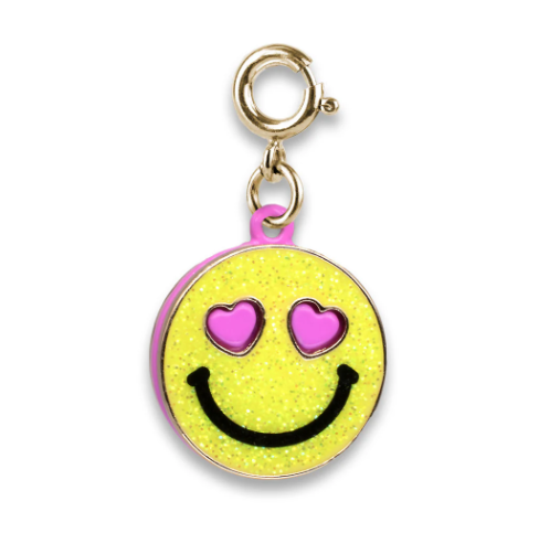 Gold Glitter Smiley Face Charm