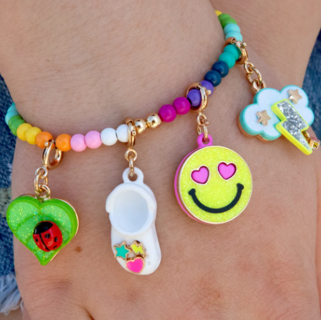 Gold Glitter Smiley Face Charm