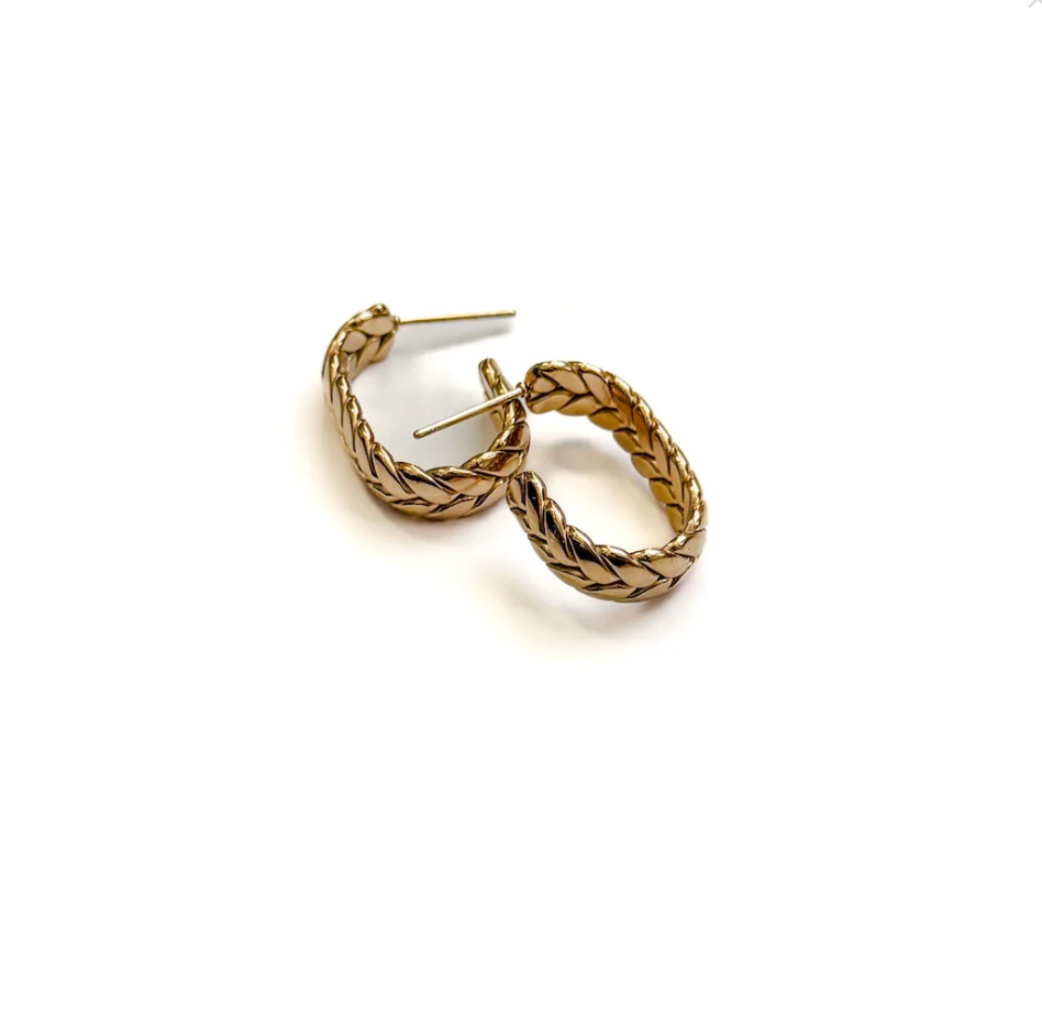 Braided Oval Hoop Earrings