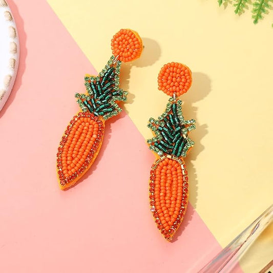 Carrot Beaded Earrings