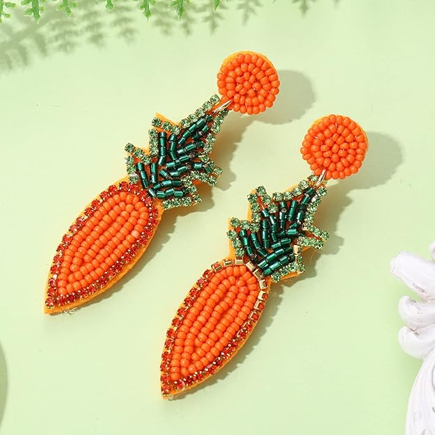 Carrot Beaded Earrings